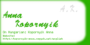 anna kopornyik business card